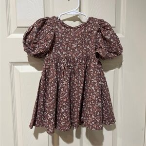 RYLEE + CRU Ditsy Floral Puff Short Sleeve Linen Blend Dress Girls Size 2-3